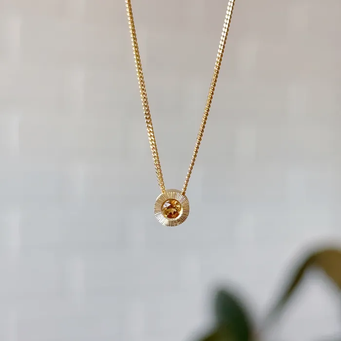 Small Aurora Birthstone Necklace in 14k Yellow Gold Corey Egan Necklaces
