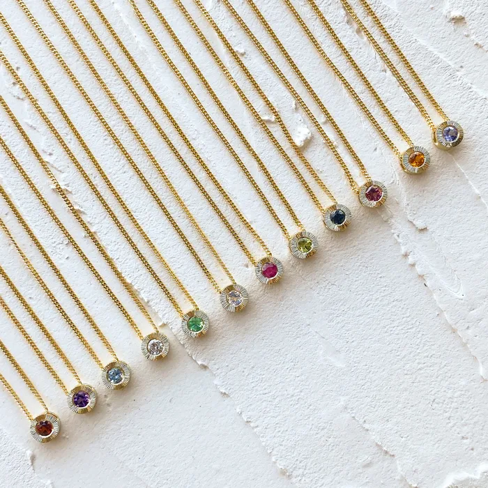 Small Aurora Birthstone Necklace in 14k Yellow Gold Corey Egan Necklaces