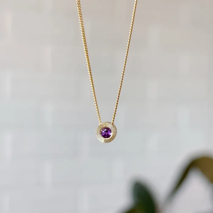 Small Aurora Birthstone Necklace in 14k Yellow Gold Corey Egan Necklaces
