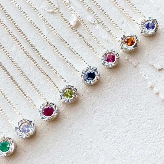 Small Aurora Birthstone Necklace in Sterling Silver Corey Egan Necklaces