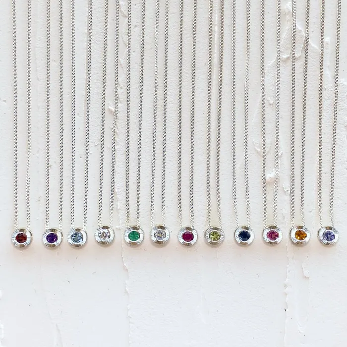 Small Aurora Birthstone Necklace in Sterling Silver Corey Egan Necklaces