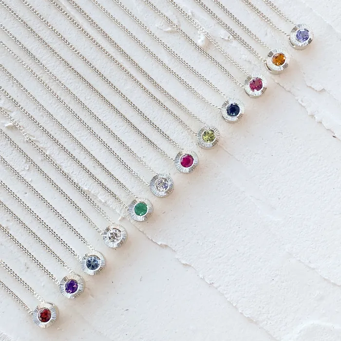 Small Aurora Birthstone Necklace in Sterling Silver Corey Egan Necklaces