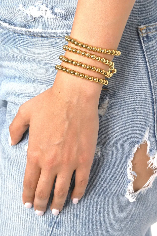 Sophia Beaded Bracelet Set Gold Eye Candy LA Bracelets