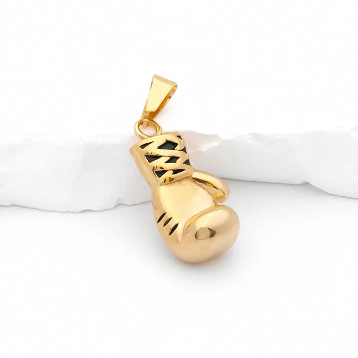 Stainless Steel Boxing Glove Pendant Gold Glitters Necklaces