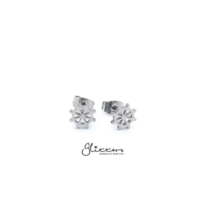 Stainless Steel Rudder Stud EarringsSilver Gold Black Glitters Earrings