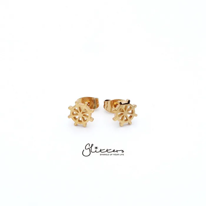 Stainless Steel Rudder Stud EarringsSilver Gold Black Glitters Earrings