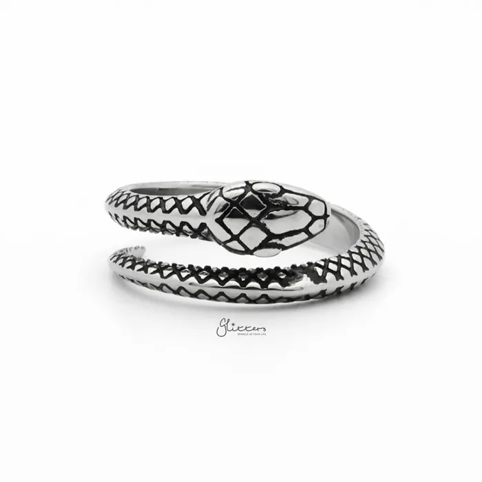 Stainless Steel Snake Ring Silver Glitters Rings