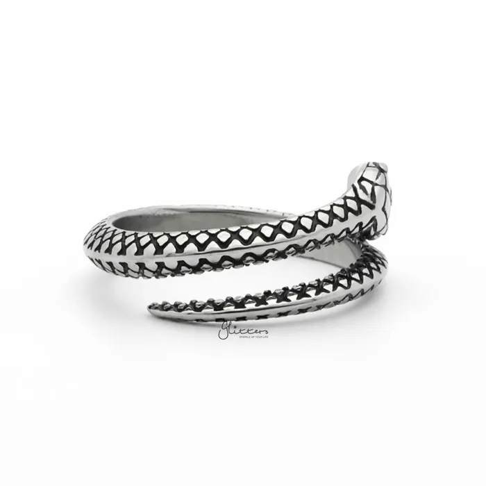 Stainless Steel Snake Ring Silver Glitters Rings