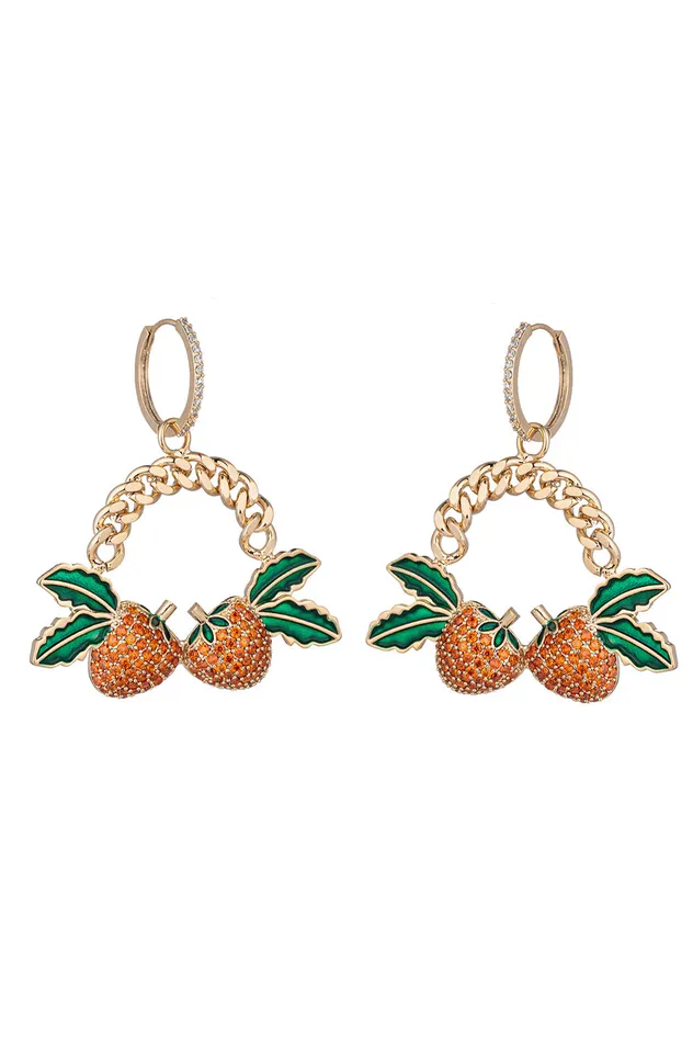 Strawberry Red CZ Dangle Earrings Eye Candy LA Earrings