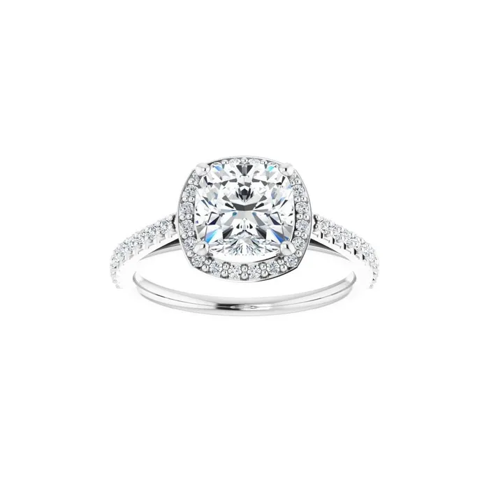 STULLER Rings Ever Ever 14K White Gold 33ctw Cushion Halo Style Diamond SemiMount Engagement Ring STULLER Rings Ever Ever 14K White Gold 33ctw Cushion Halo Style Diamond SemiMount Engagement Ring
