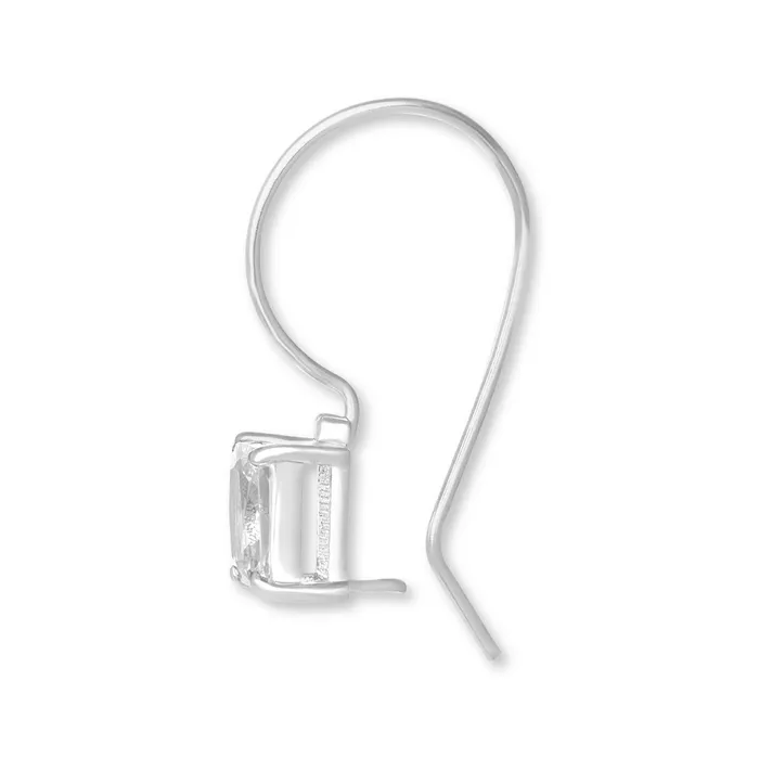 Teeda Earrings EZ9070 Emerald Cut CZ French Wire Earrings 7x5mm