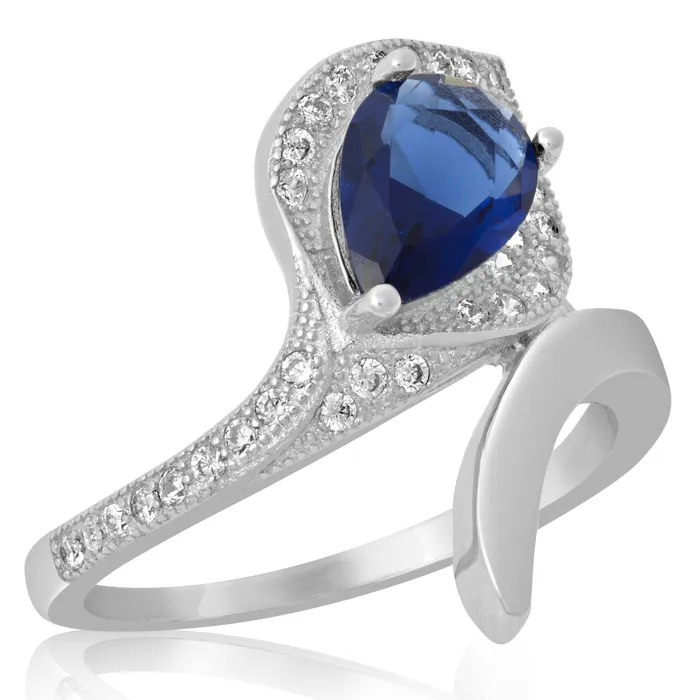 Teeda RZ1652 Pear Shape Micropav Cubic Zirconia Ring Rings