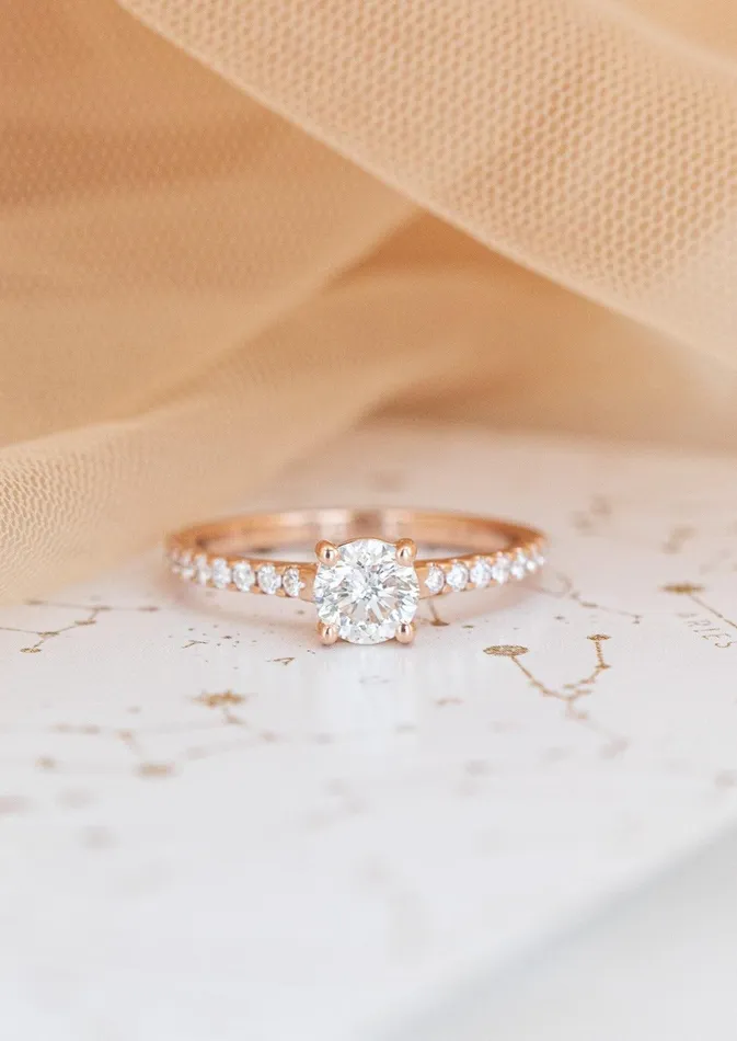 The Aurora Ring 71ct Natural Round Diamond Rose Gold Venvs New Theme Rings