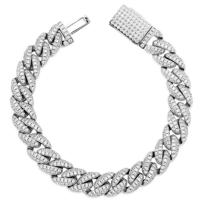 The Icetruck Bracelets 10mm Iced Cuban Link Bracelet in White Gold