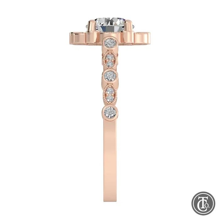 Thollot Co Rings Round Fancy Halo SemiMount Engagement Ring with Cathedral Band Thollot Co Rings Round Fancy Halo SemiMount Engagement Ring with Cathedral Band