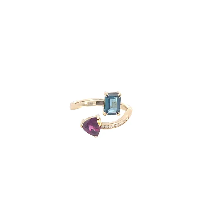 Thollot Custom Originals In Stock Only Rings Thollot Custom Original 14K Yellow Gold 004ctw Bypass Style Topaz and Rhodolite Garnet Ring Thollot Custom Originals In Stock Only Rings Thollot Custom Original 14K Yellow Gold 004ctw Bypass Style Topaz and Rhodolite Garnet Ring