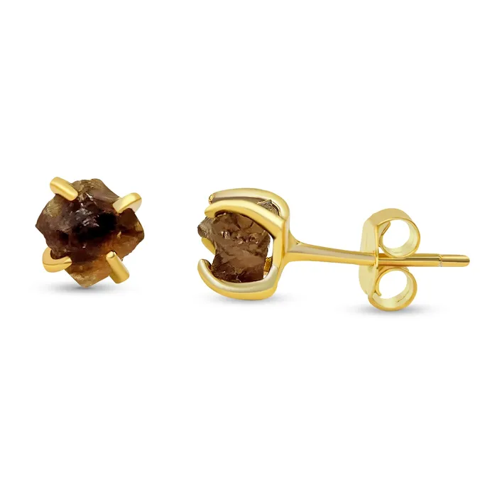 Tiny Raw Smoky Quartz Earrings Uniquelan Jewelry Earrings Tiny Raw Smoky Quartz Earrings Uniquelan Jewelry Earrings