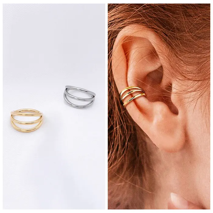 Titanium Hinged Segment Triple Hoop Ring Gold Glitters Rings