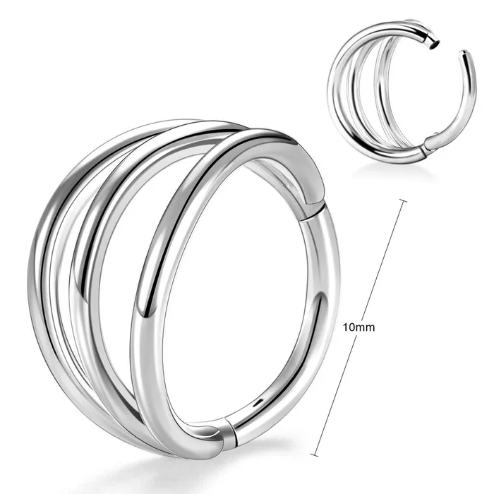Titanium Hinged Segment Triple Hoop Ring Gold Glitters Rings