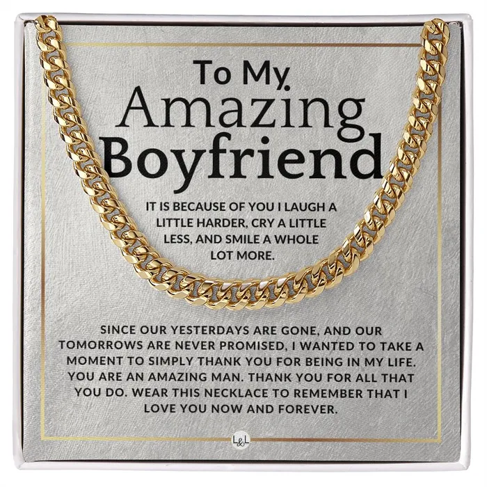 To My Boyfriend Because Of You Meaningful Valentines Gift For Him Romantic and Thoughtful Christmas Birthday or Anniversary Present ShineOn Fulfillment Necklaces To My Boyfriend Because Of You Meaningful Valentines Gift For Him Romantic and Thoughtful Christmas Birthday or Anniversary Present ShineOn Fulfillment Necklaces