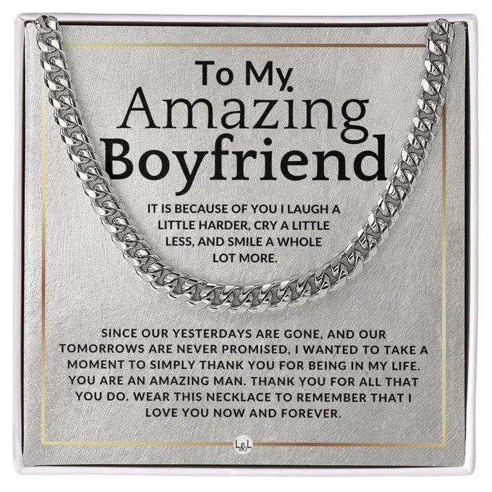 To My Boyfriend Because Of You Meaningful Valentines Gift For Him Romantic and Thoughtful Christmas Birthday or Anniversary Present ShineOn Fulfillment Necklaces