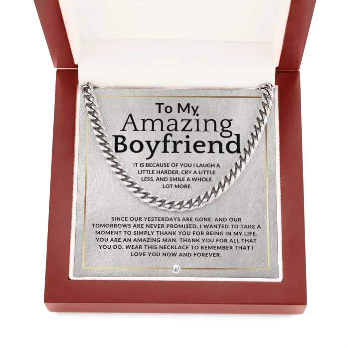 To My Boyfriend Because Of You Meaningful Valentines Gift For Him Romantic and Thoughtful Christmas Birthday or Anniversary Present ShineOn Fulfillment Necklaces