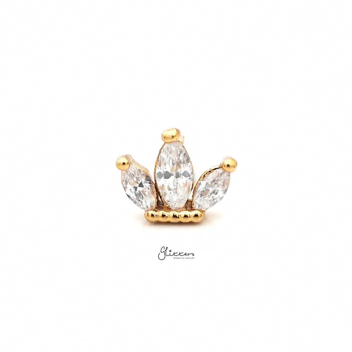 Triple Marquise CZ Set Cartilage Tragus Piercing Earring Gold Glitters Earrings Triple Marquise CZ Set Cartilage Tragus Piercing Earring Gold Glitters Earrings