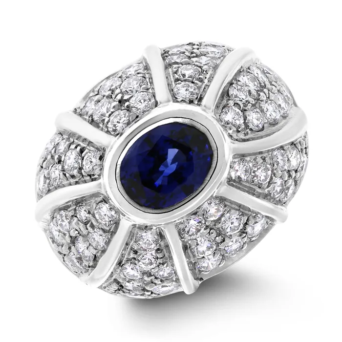 Twinkling Sapphire Diamond Dome Band 344 ct Sapphire Diamonds in White Gold Beauvince Rings