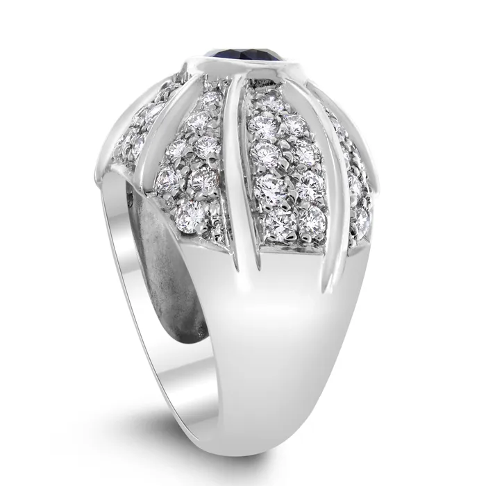Twinkling Sapphire Diamond Dome Band 344 ct Sapphire Diamonds in White Gold Beauvince Rings