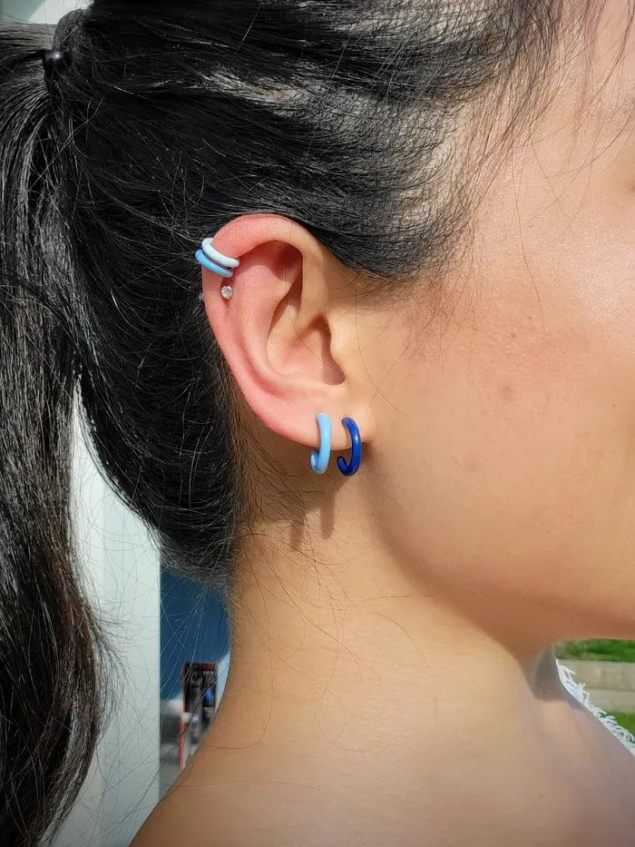 TWO TONE EAR CUFF Single Cuff U Blue Me Away Love Ko Jewelry Earrings