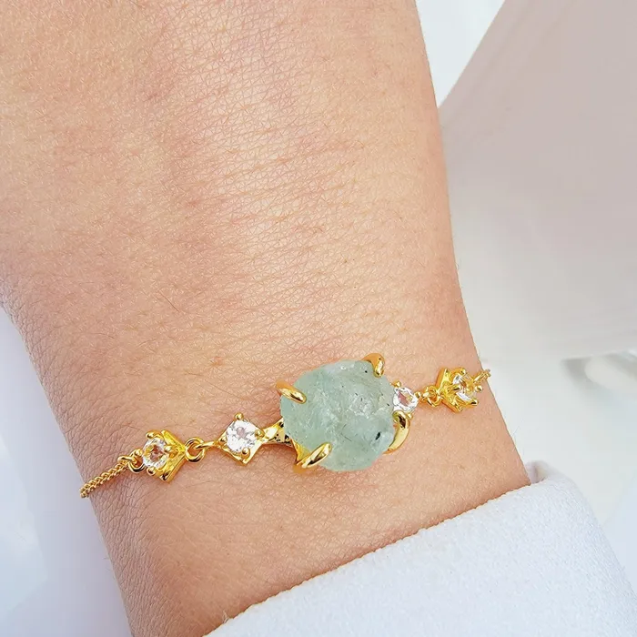 Uniquelan Jewelry Bracelets Raw Aquamarine Chain Bracelet Uniquelan Jewelry Bracelets Raw Aquamarine Chain Bracelet