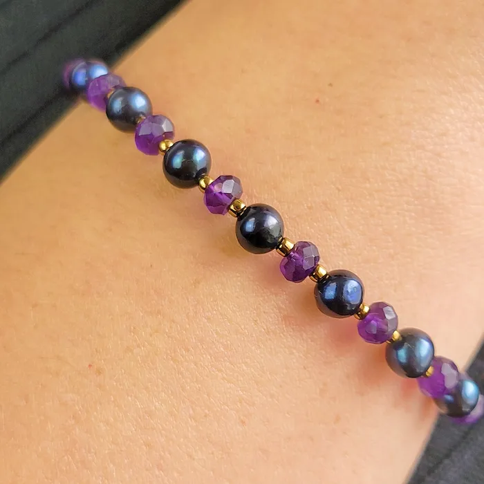 Uniquelan Jewelry Bracelets Real Amethyst and Pearl Bracelet Uniquelan Jewelry Bracelets Real Amethyst and Pearl Bracelet