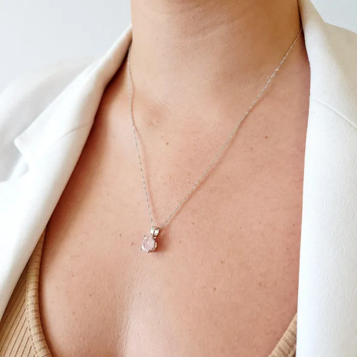 Uniquelan Jewelry Natural Morganite Heart Necklace Necklaces