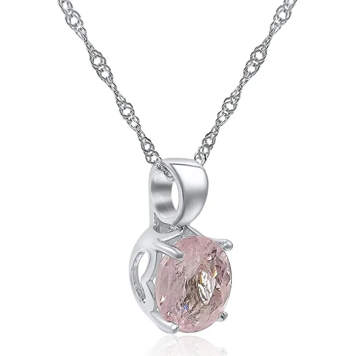 Uniquelan Jewelry Natural Morganite Heart Necklace Necklaces Uniquelan Jewelry Natural Morganite Heart Necklace Necklaces
