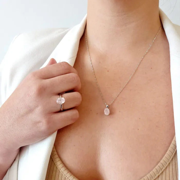 Uniquelan Jewelry Natural Morganite Heart Necklace Necklaces Uniquelan Jewelry Natural Morganite Heart Necklace Necklaces