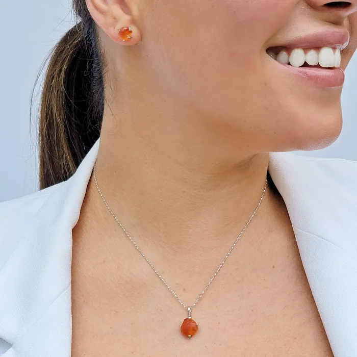Uniquelan Jewelry Necklaces Raw Carnelian Pendant Necklace