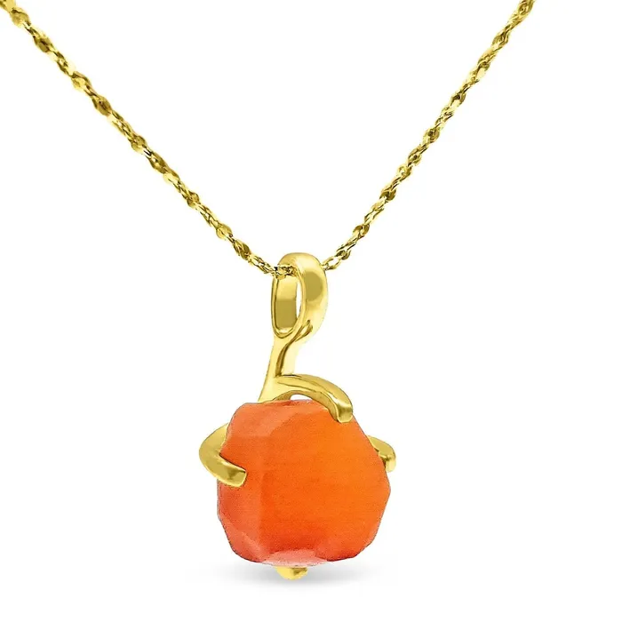 Uniquelan Jewelry Necklaces Raw Carnelian Pendant Necklace