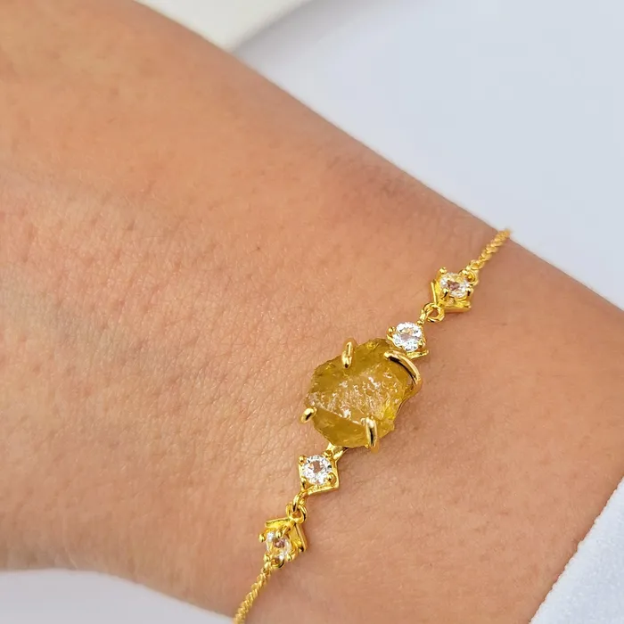 Uniquelan Jewelry Raw Yellow Sapphire Bracelet Bracelets