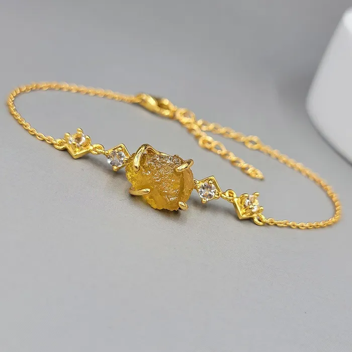Uniquelan Jewelry Raw Yellow Sapphire Bracelet Bracelets Uniquelan Jewelry Raw Yellow Sapphire Bracelet Bracelets