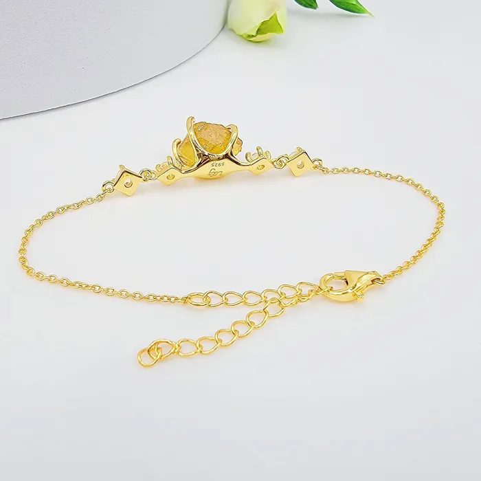 Uniquelan Jewelry Raw Yellow Sapphire Bracelet Bracelets Uniquelan Jewelry Raw Yellow Sapphire Bracelet Bracelets