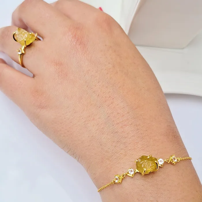 Uniquelan Jewelry Raw Yellow Sapphire Bracelet Bracelets Uniquelan Jewelry Raw Yellow Sapphire Bracelet Bracelets