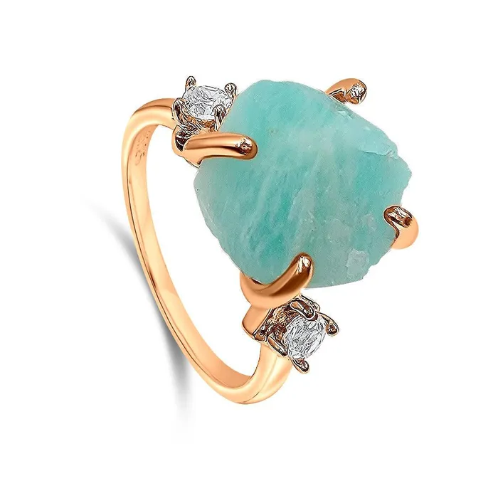 Uniquelan Jewelry Rings Raw Amazonite Stone Ring