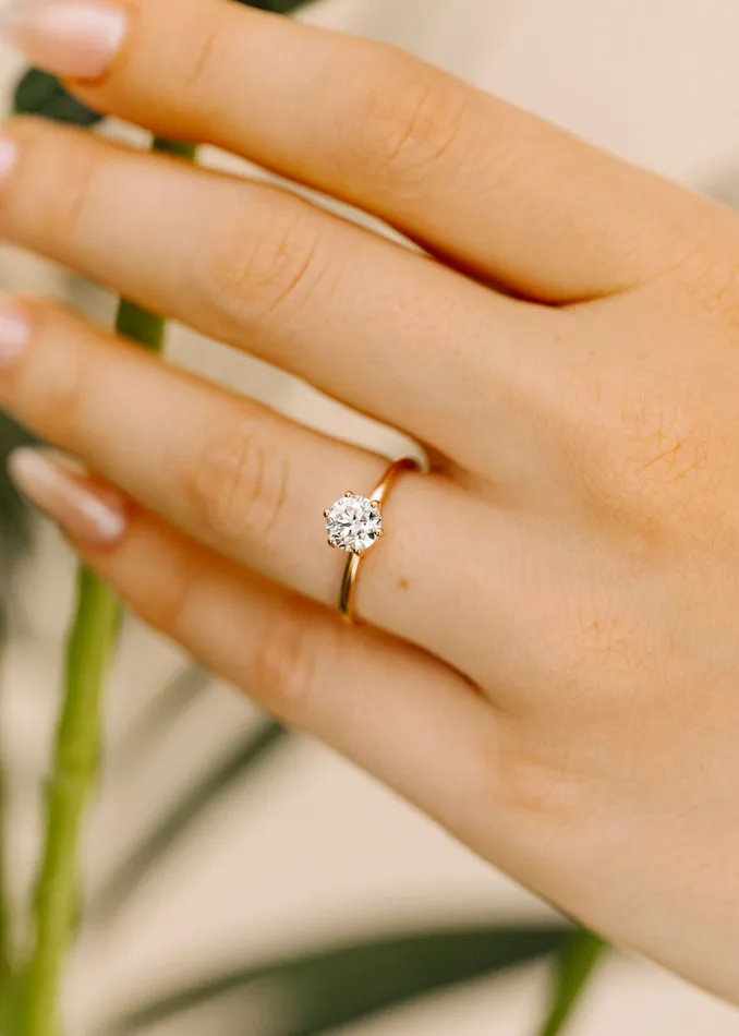 Venvs New Theme Rings The Helia Ring 090ct Round Natural Diamond Rose Gold