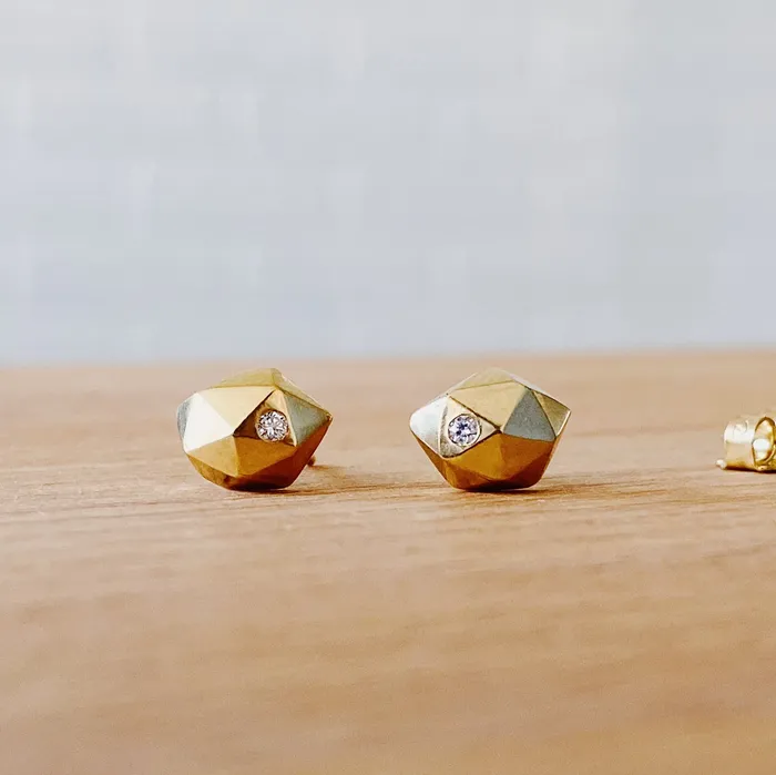 Vermeil Tiny Fragment Diamond Stud Earrings Corey Egan Earrings