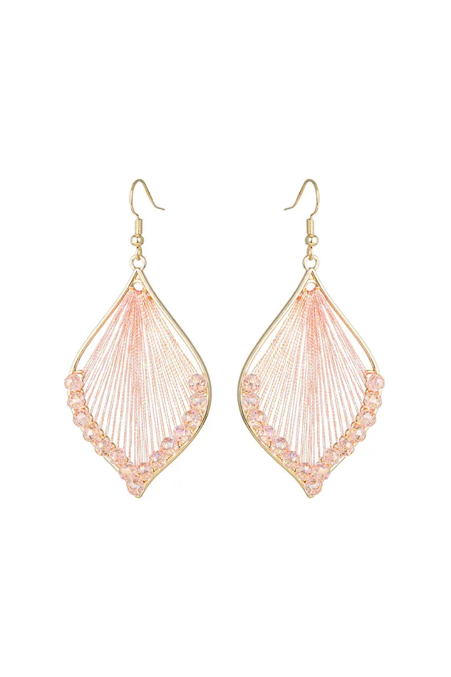 Victoria Pink Leaf Drop Earring Eye Candy LA Earrings