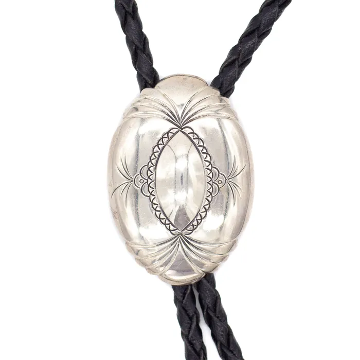 Vintage Sterling Silver Bolo Tie Crown Jewels Coin Rings