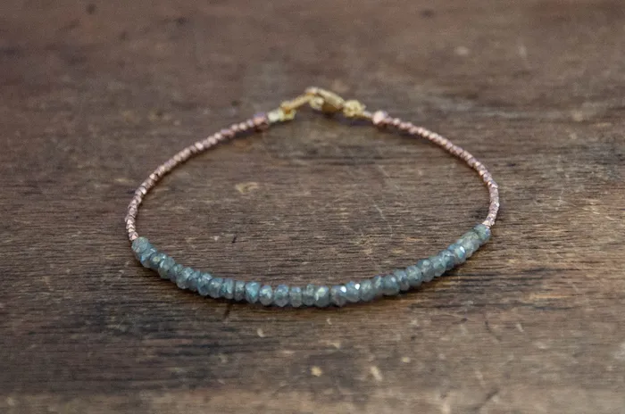 Vivien Frank Labradorite Tennis bracelet with rose gold by Vivien Frank Bracelets