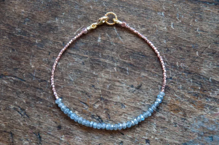 Vivien Frank Labradorite Tennis bracelet with rose gold by Vivien Frank Bracelets