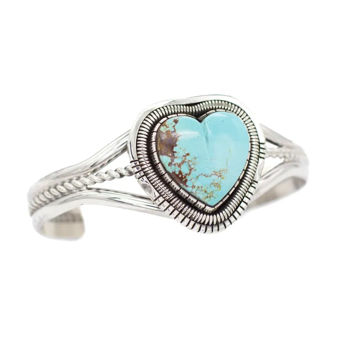 Walter Vandaver Navajo Handmade Sterling Silver Turquoise Heart Cuff Bracelet Crown Jewels Coin Bracelets Walter Vandaver Navajo Handmade Sterling Silver Turquoise Heart Cuff Bracelet Crown Jewels Coin Bracelets