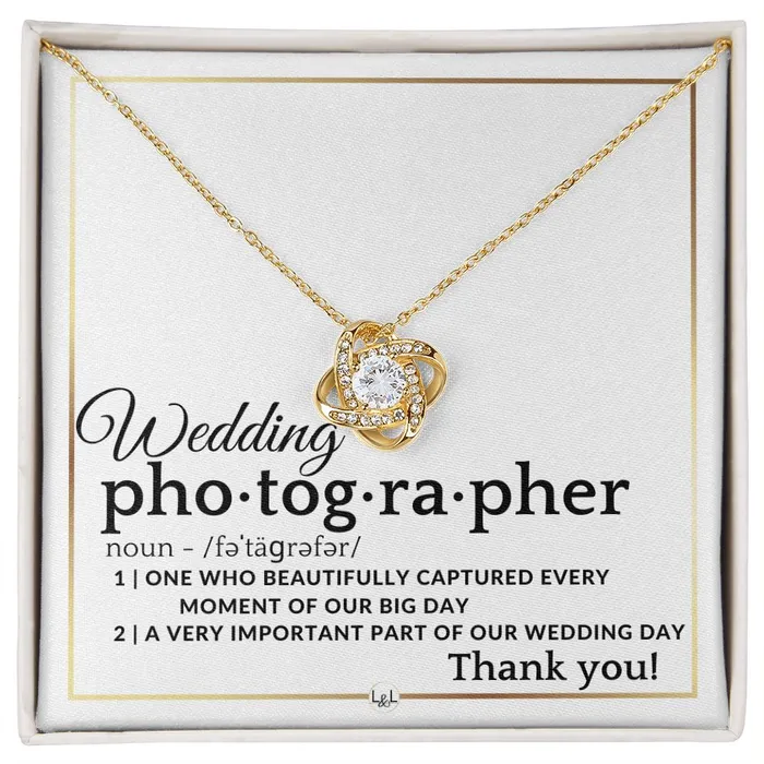 Wedding Photographer Thank You Female Photographer Gift Elegant White and Gold Wedding Theme ShineOn Fulfillment Necklaces Wedding Photographer Thank You Female Photographer Gift Elegant White and Gold Wedding Theme ShineOn Fulfillment Necklaces